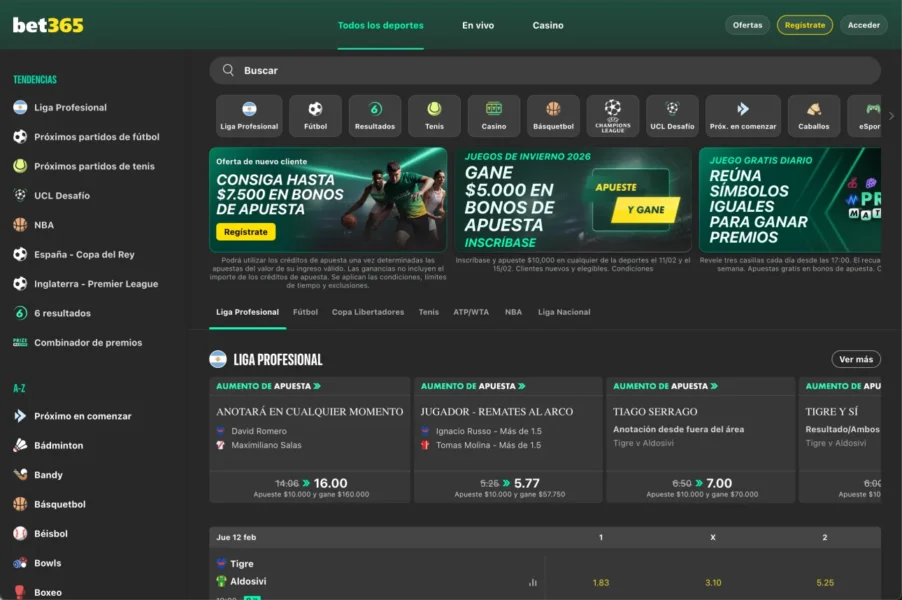 bet365 screen main